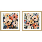 Garden Bloom Abstract Bouquet 2 Piece Framed Wall Art Print Set by The Creative Bunch Studio