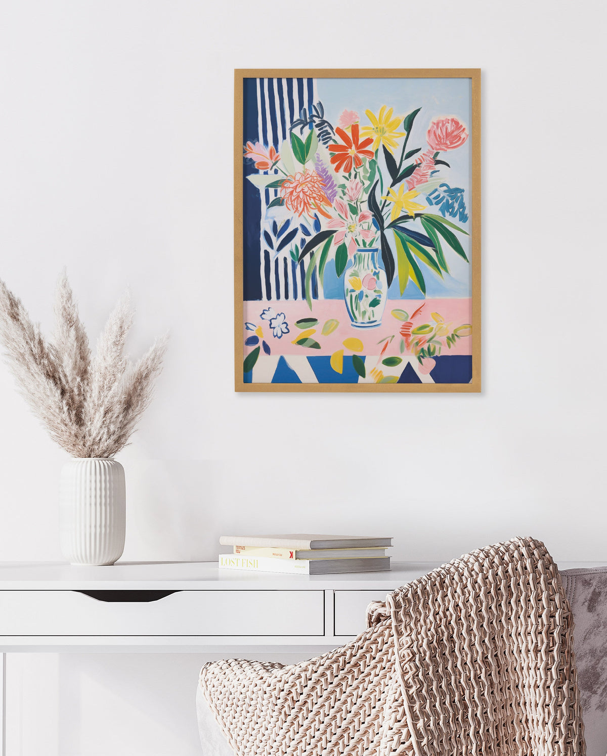 Gallery Cheerful Maximalist Flower Vase Print by The Creative Bunch Studio