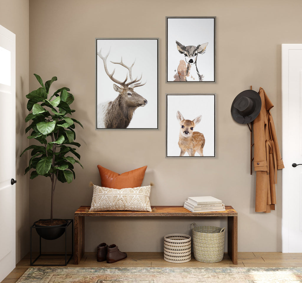 Sylvie Stag Profile Framed Canvas by Amy Peterson Art Studio