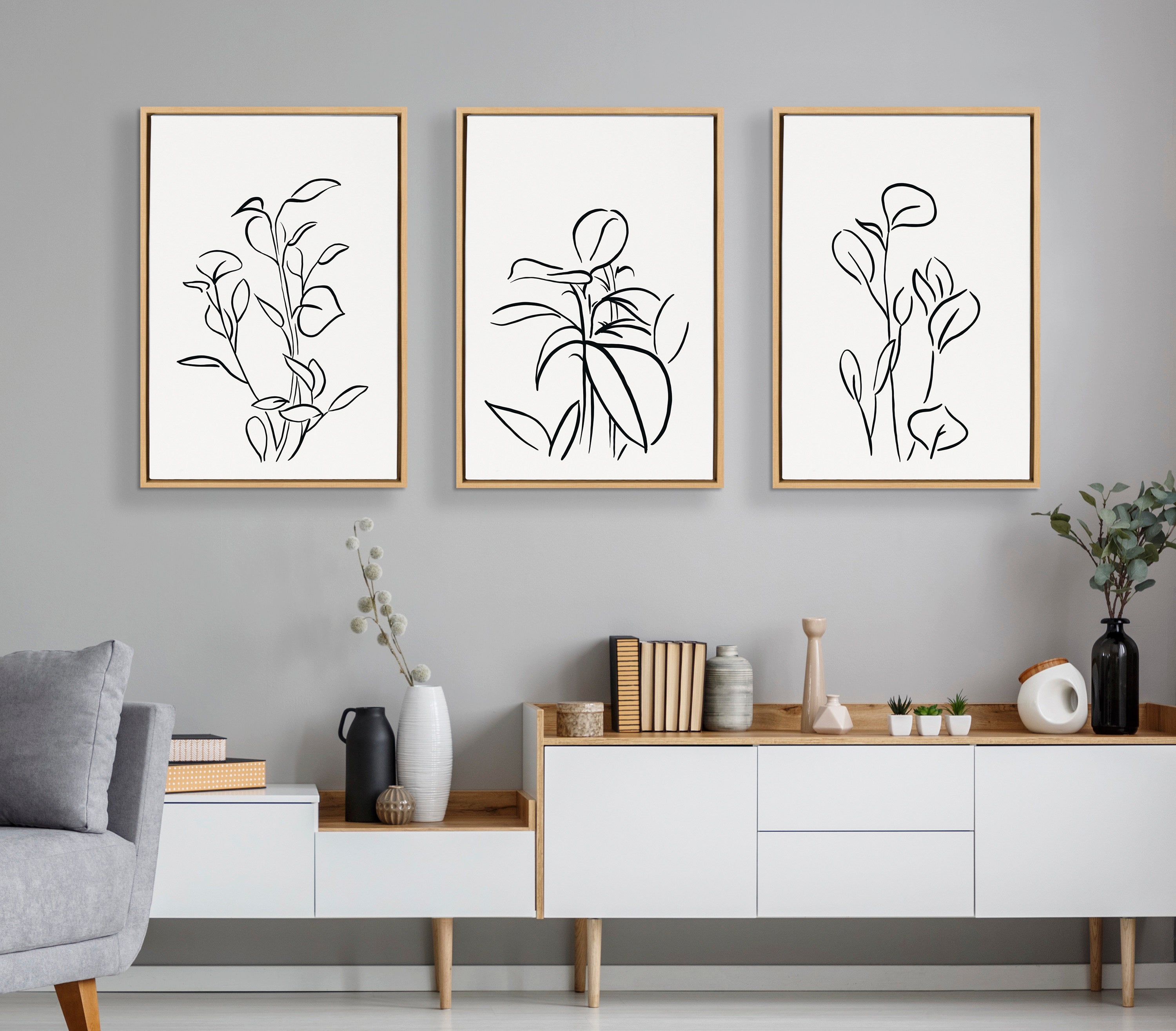 Sylvie Botanical Sketch Print No 3 Framed Canvas by The Creative Bunch Studio