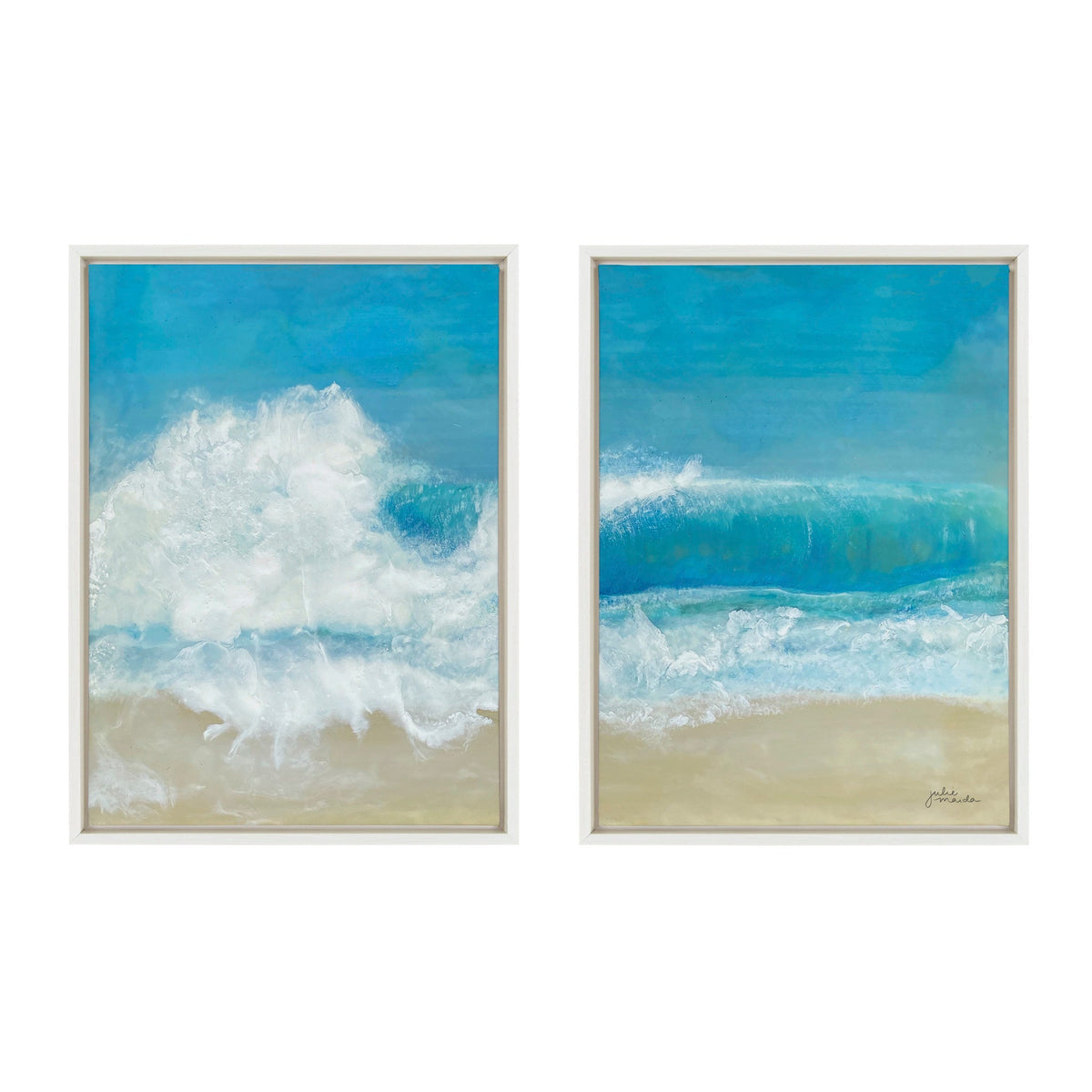 Sylvie Beach Day Left and Right Framed Canvas by Julie Maida