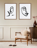 Sylvie Beaded Woman Face Art and Face Line Art Framed Canvas Art Set by Viola Kreczmer