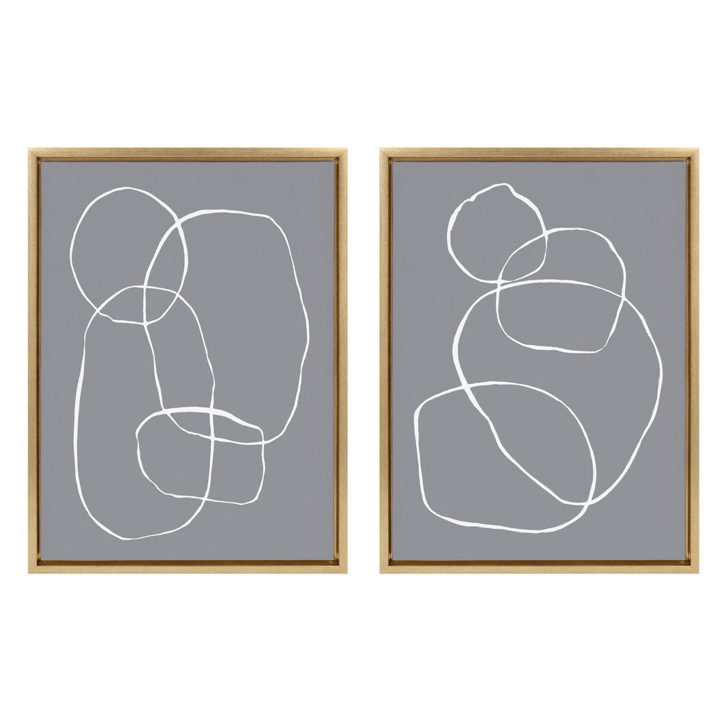 Sylvie Gray Going in Circles Framed Canvas Set by Teju Reval of SnazzyHues