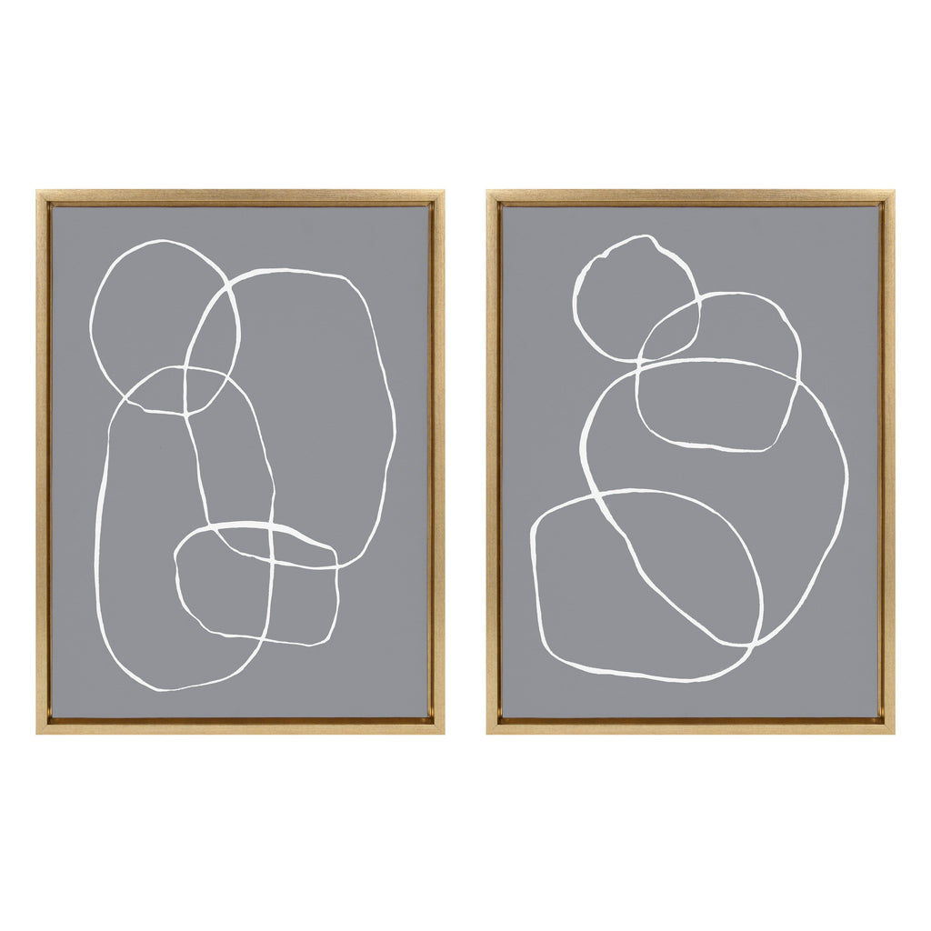 Sylvie Gray Going in Circles Framed Canvas Set by Teju Reval of SnazzyHues