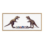 Sylvie Dino Cars Faceoff Framed Canvas by Saint and Sailor Studios