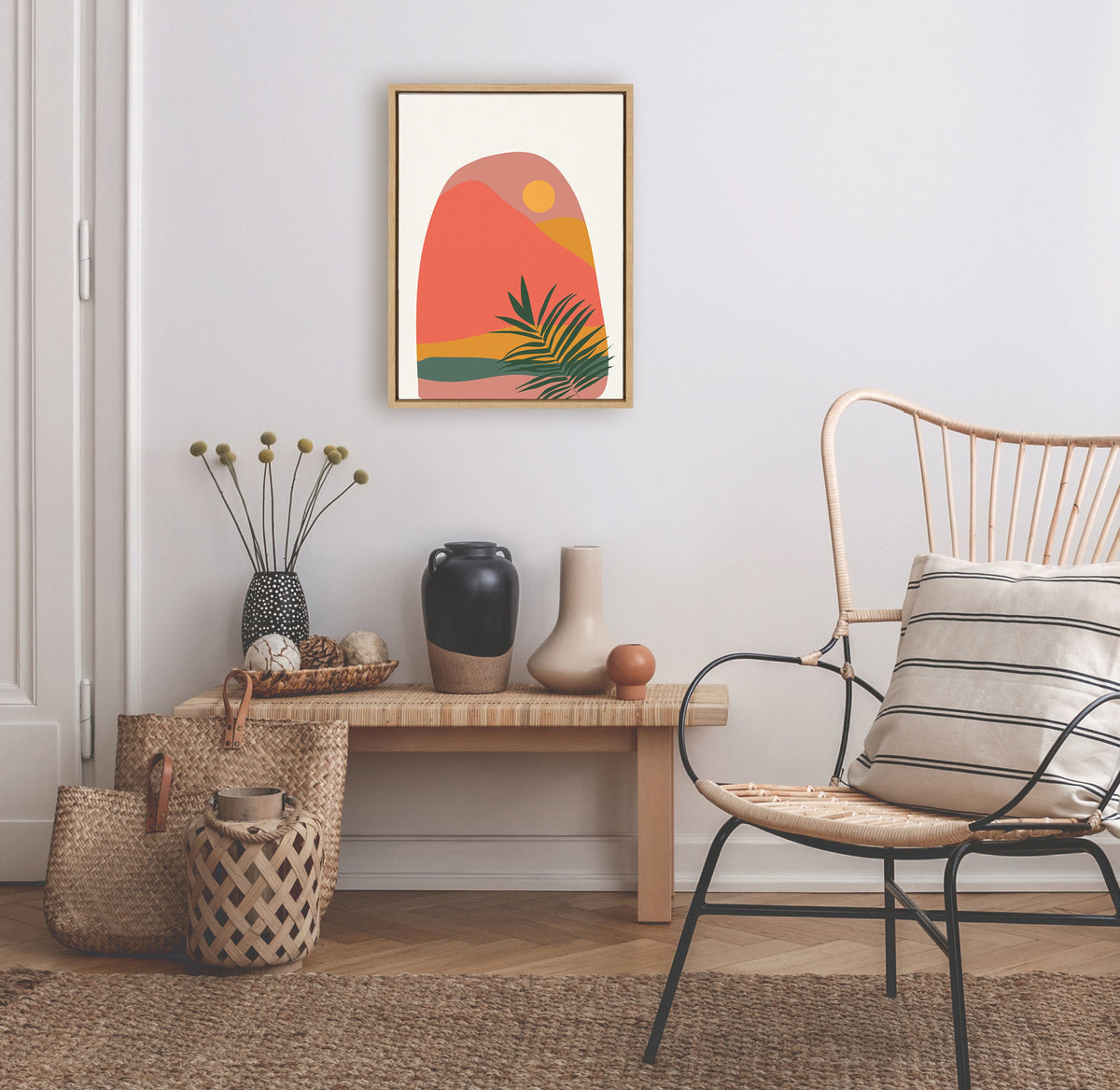 Sylvie Tropical Landscape Framed Canvas by Oris Eddu