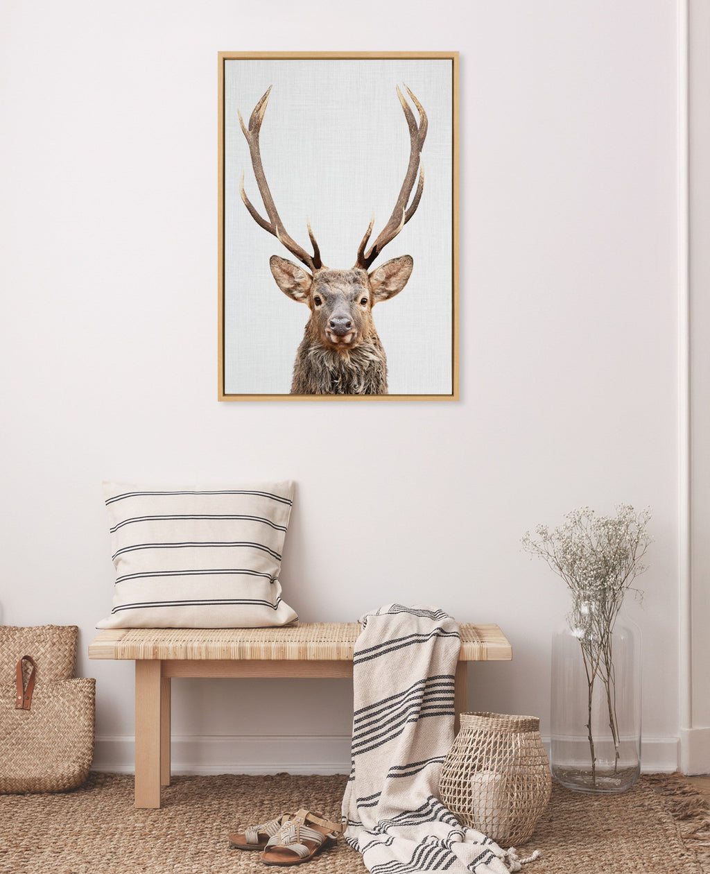 Sylvie The Red Deer Color Framed Canvas by Simon Te of Tai Prints