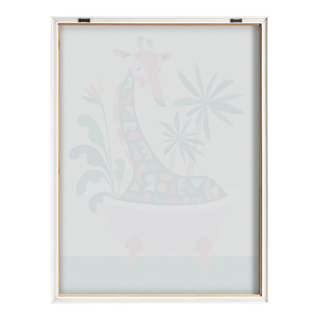Blake Mid Century Modern Giraffe in Bathtub Framed Printed Glass by Rachel Lee of My Dream Wall