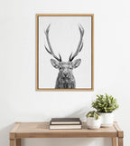 Sylvie The Red Deer BW Framed Canvas by Simon Te of Tai Prints