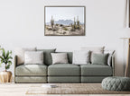 Sylvie Tall Saguaro Cacti Desert Mountain Framed Canvas by The Creative Bunch Studio