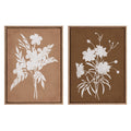 Sylvie Beaded Spring Floral Silhouette 2 Clay White and Spring Floral Silhouette 11 Bark White Framed Canvas Art Set by Heather Dutton