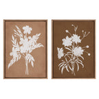 Sylvie Beaded Spring Floral Silhouette 2 Clay White and Spring Floral Silhouette 11 Bark White Framed Canvas Art Set by Heather Dutton