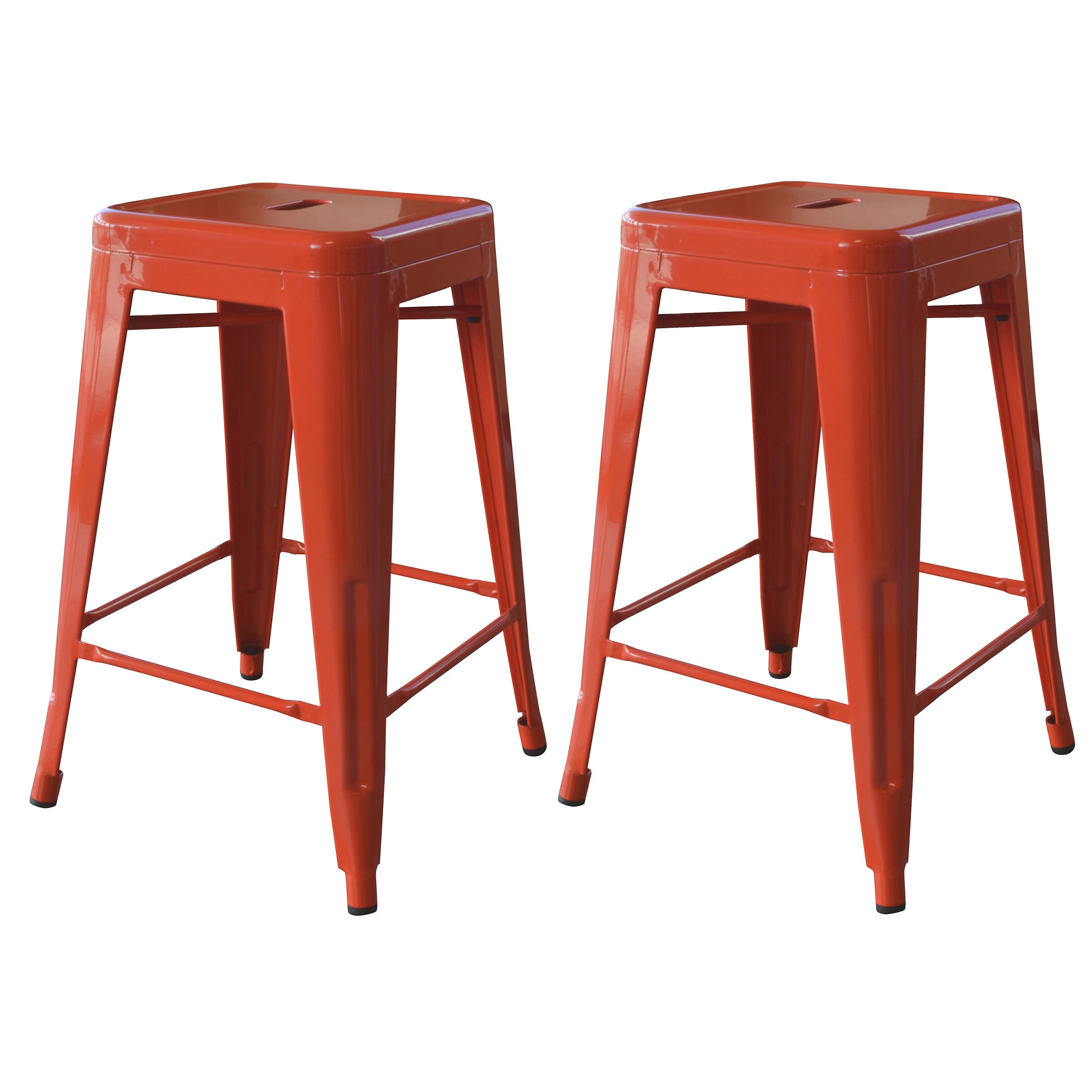 AmeriHome BS24ORNG Loft Orange 24 Inch Metal Bar Stool  2 Piece
