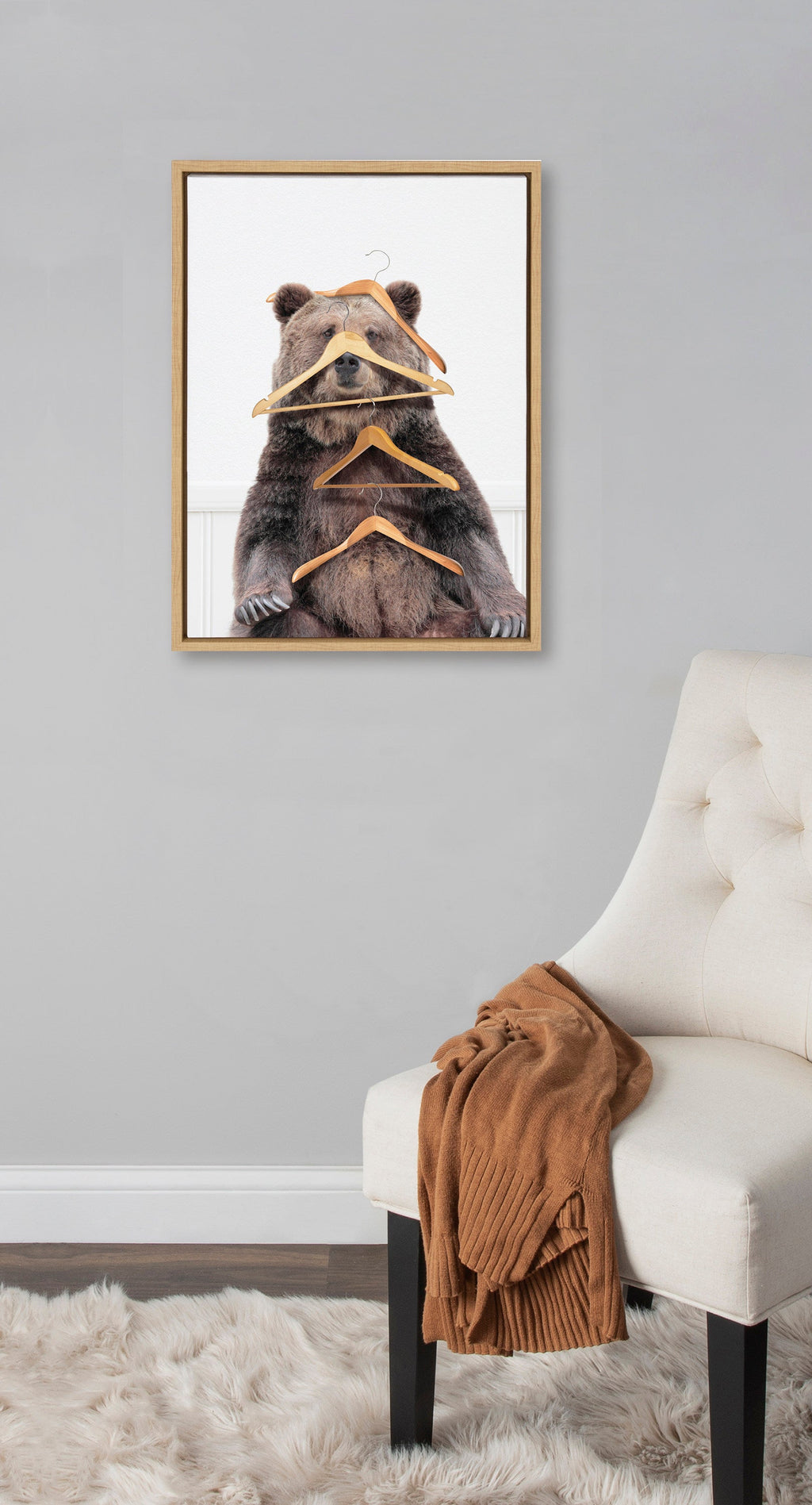 Sylvie Lets Hang Out Bear Framed Canvas by Amy Peterson Art Studio