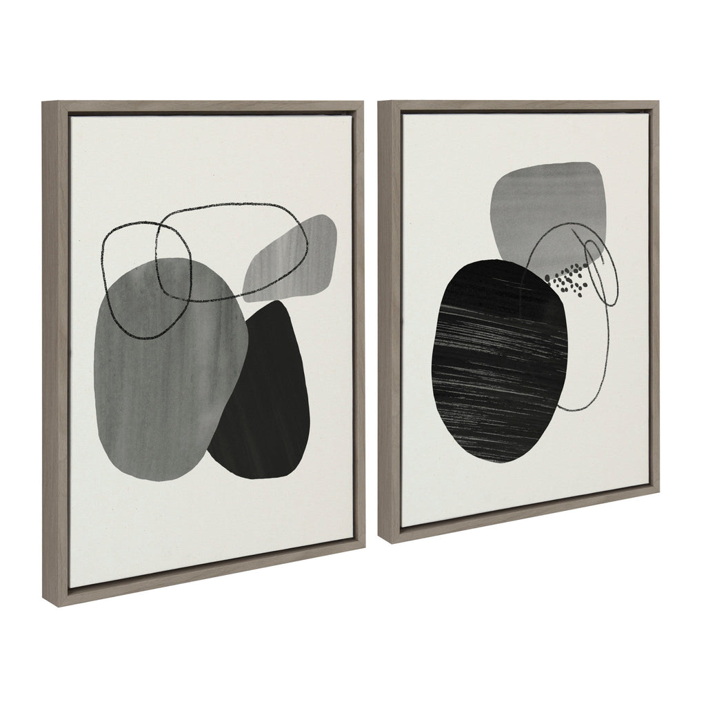 Sylvie 863 Abstract Rocks and 864 On The Rocks Framed Canvas Set by Teju Reval of SnazzyHues