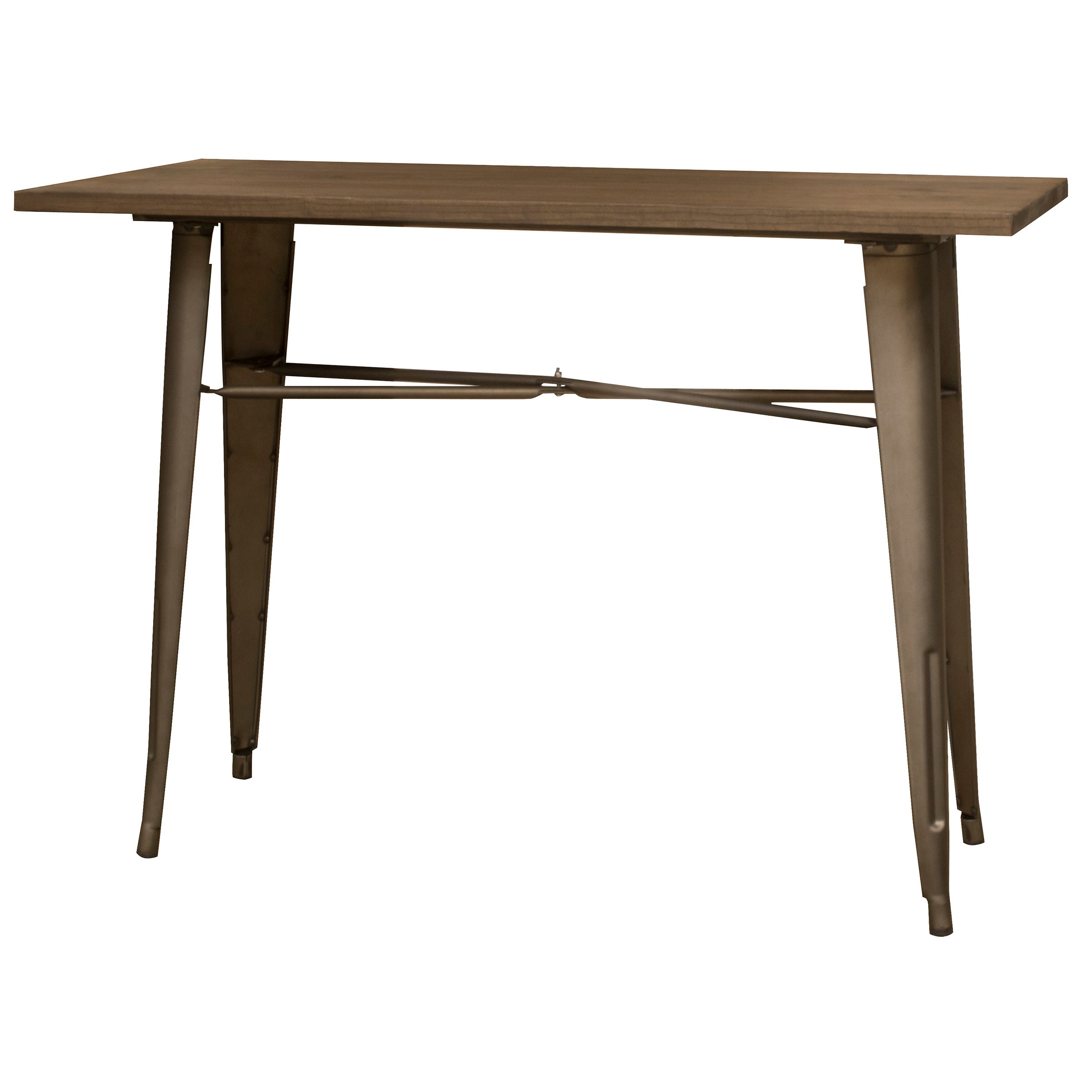AmeriHome BTABLE40 Loft Rustic Gunmetal Metal Counter Height Dining Table with Wood Top