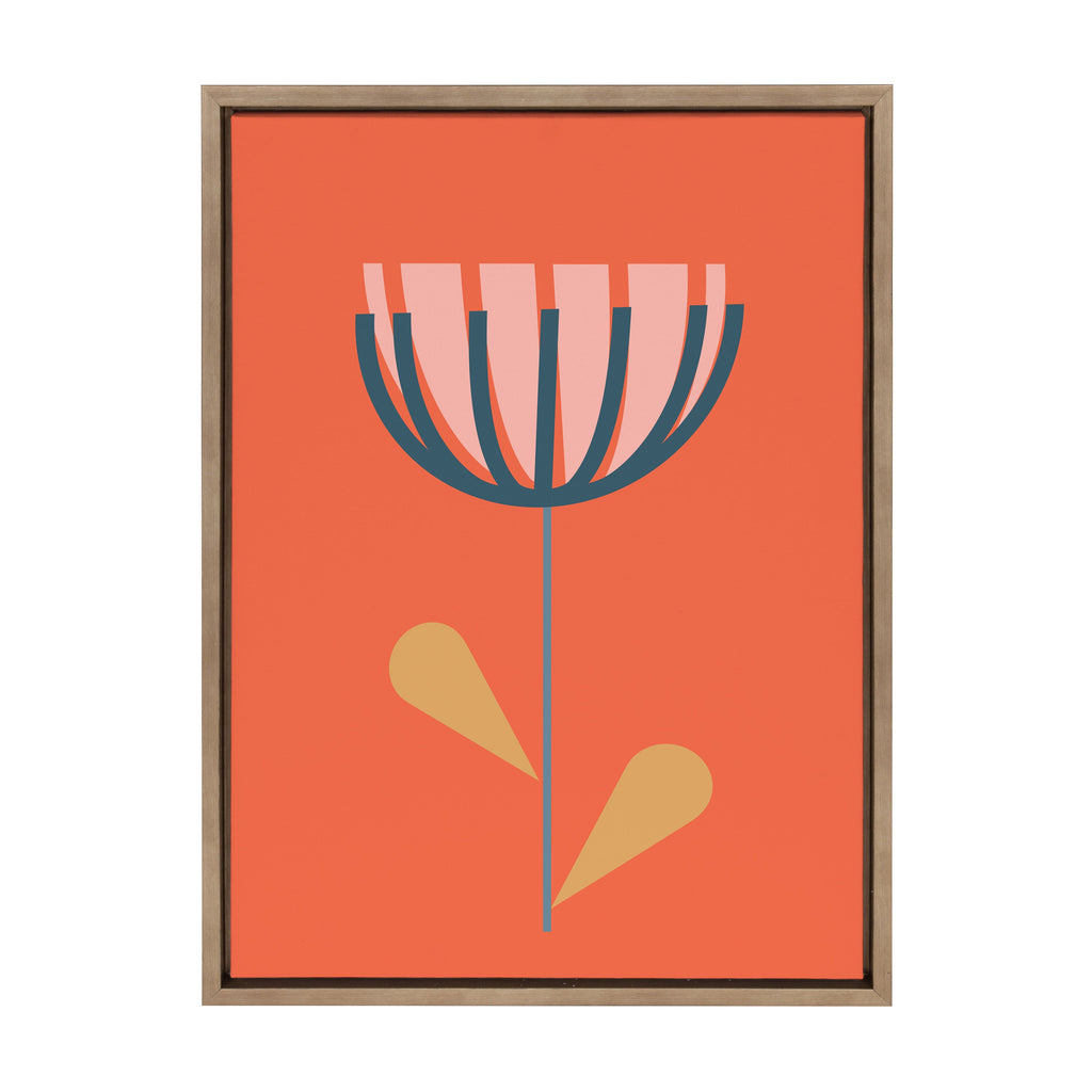 Sylvie Flower in Orange Framed Canvas by Apricot and Birch