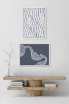 Sylvie Simple Elegant Coastal Waves Framed Canvas by The Creative Bunch Studio