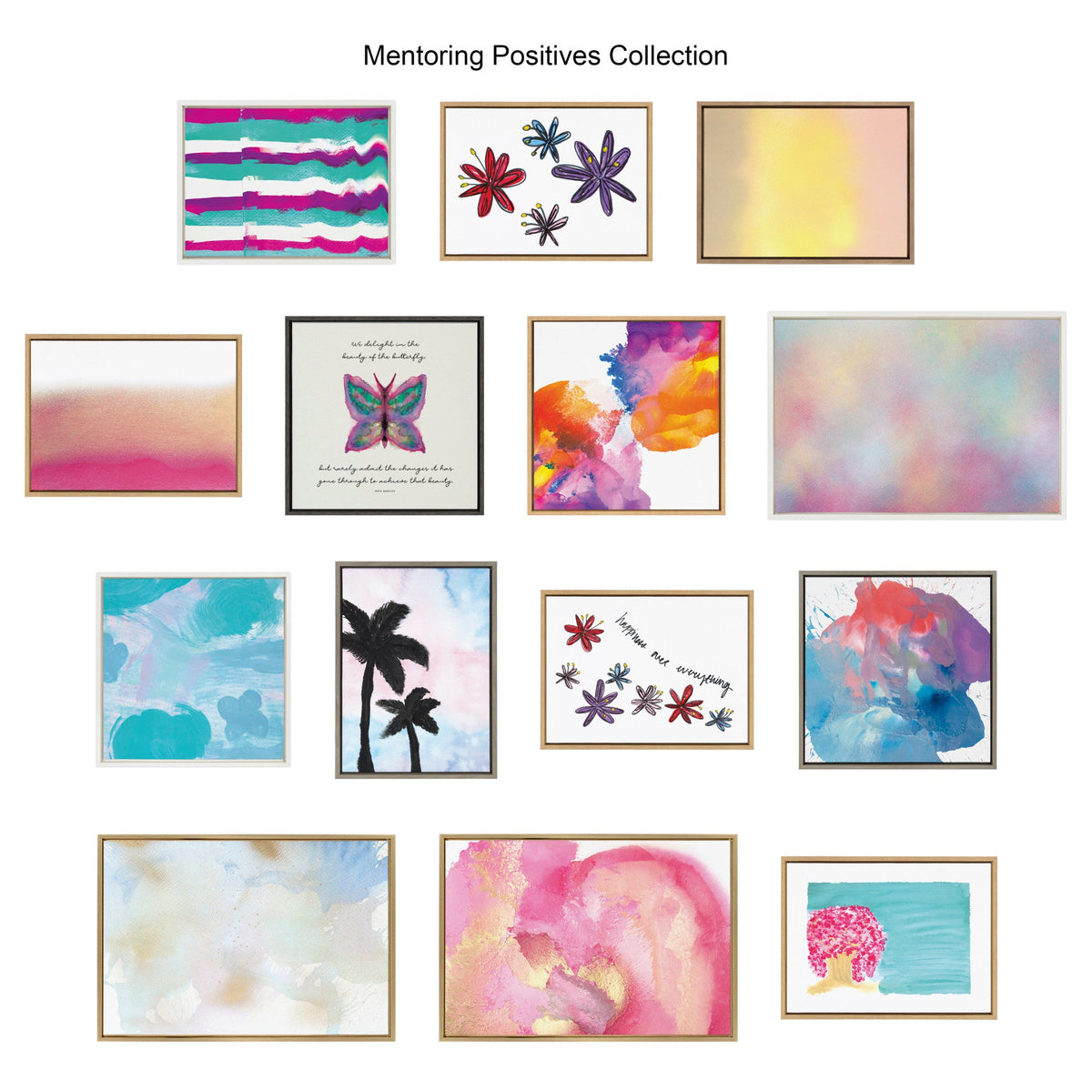 Sylvie MP Rainbow Sorbet 1 and 2 Framed Canvas Set by Mentoring Positives