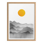 Blake Black Yellow Mountain Range Silhouette Framed Printed Glass by Cat Coquillette