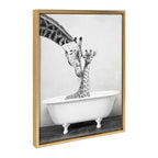 Sylvie Giraffe In Tub Framed Canvas by Amy Peterson Art Studio