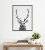 Sylvie The Red Deer BW Framed Canvas by Simon Te of Tai Prints