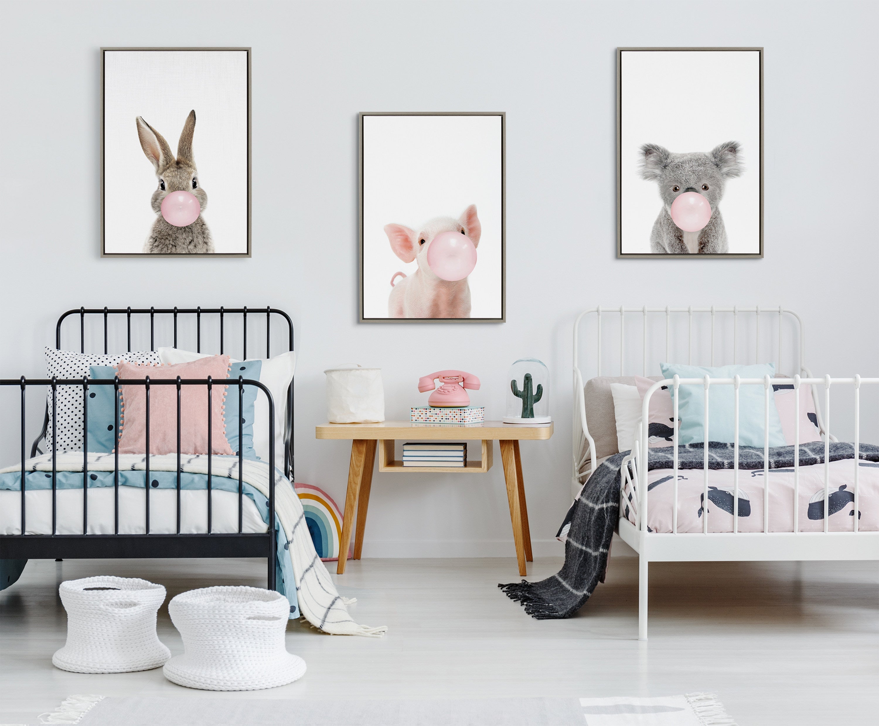 Sylvie Bubble Gum Piglet Framed Canvas by Amy Peterson Art Studio