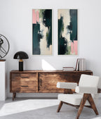 Sylvie Emerald Blush Framed Canvas by Amy Lighthall