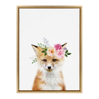 Sylvie Flower Crown Fox Framed Canvas by Amy Peterson Art Studio