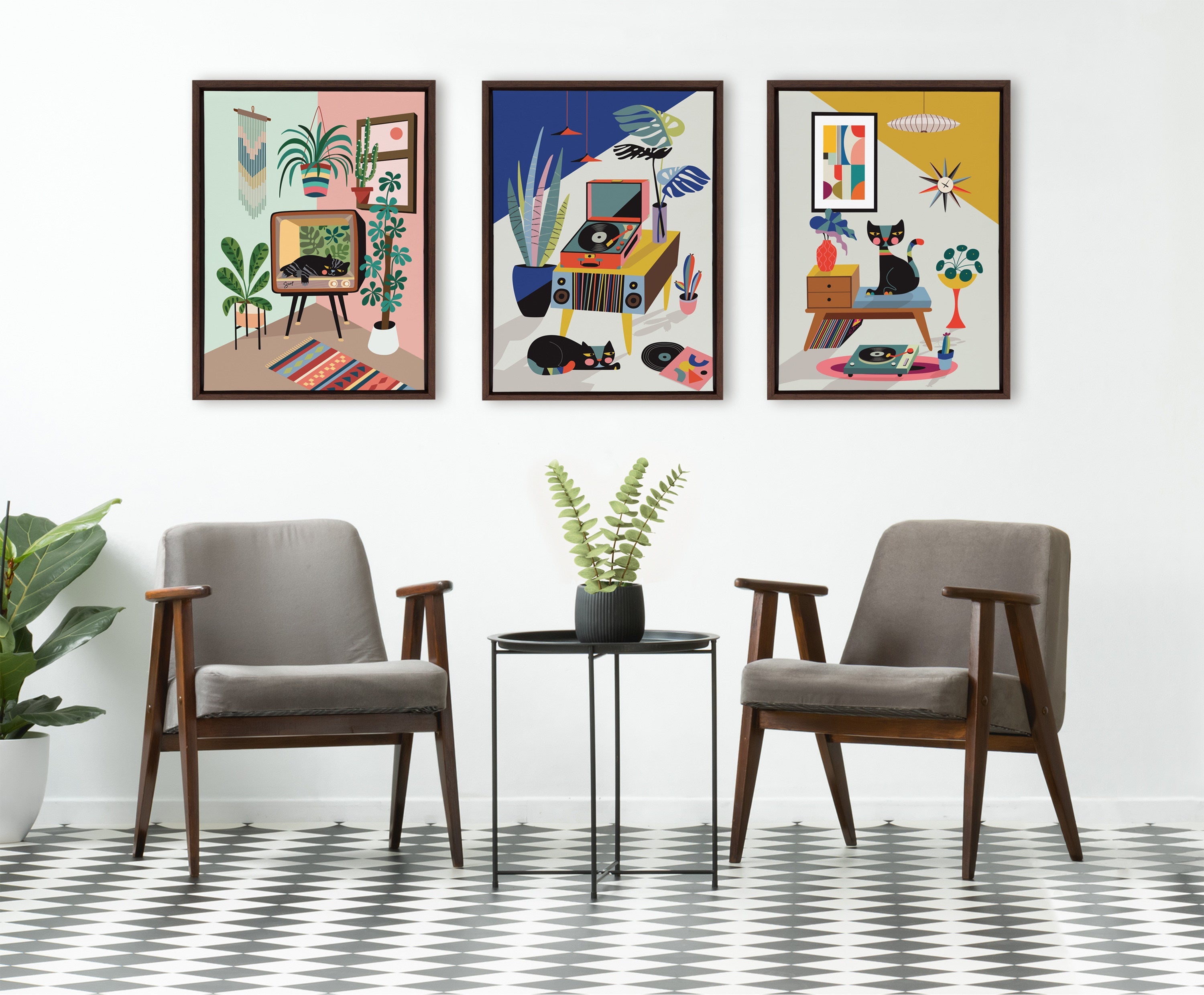 Sylvie TV Cat Bed Framed Canvas by Rachel Lee of My Dream Wall