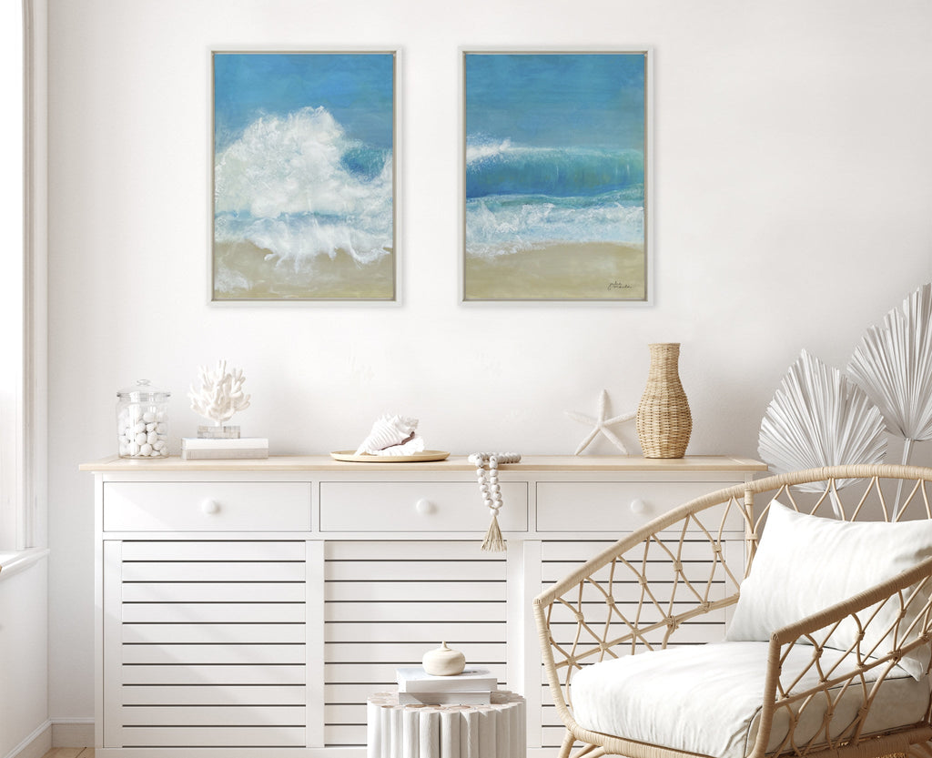 Sylvie Beach Day Left and Right Framed Canvas by Julie Maida