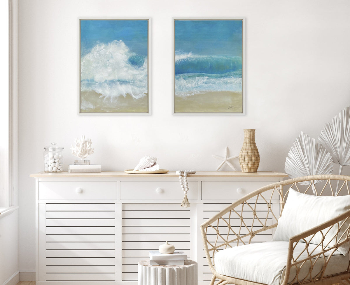 Sylvie Beach Day Left and Right Framed Canvas by Julie Maida