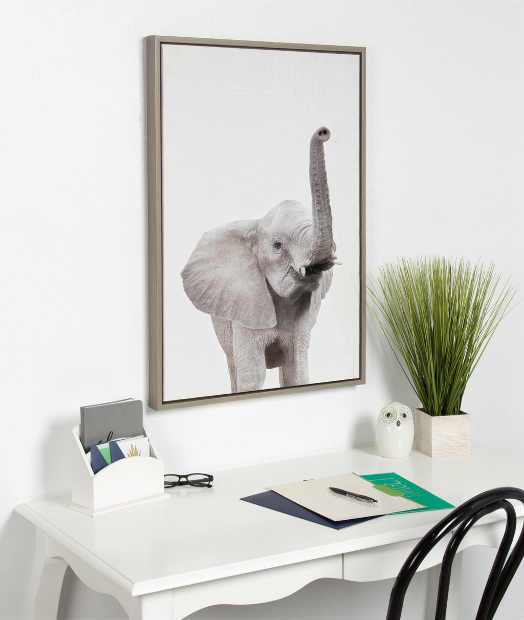 Sylvie Young Elephant Framed Canvas by Amy Peterson