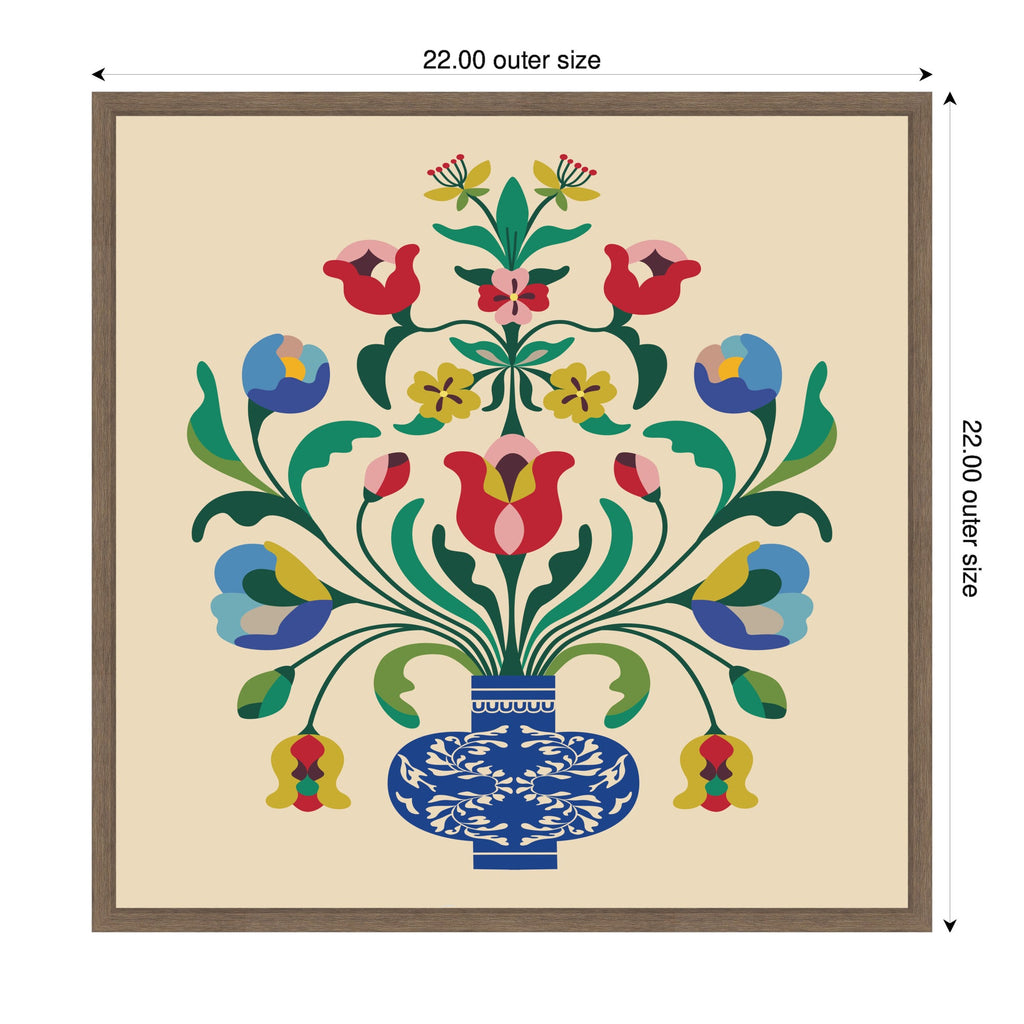 Floral Blue Vase 02 by Rachel Lee Framed Canvas Wall Art Print