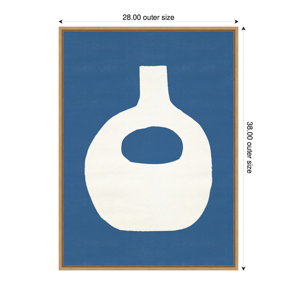Sylvie Ceramic Blue Beige 3 Framed Canvas by Rocket Jack