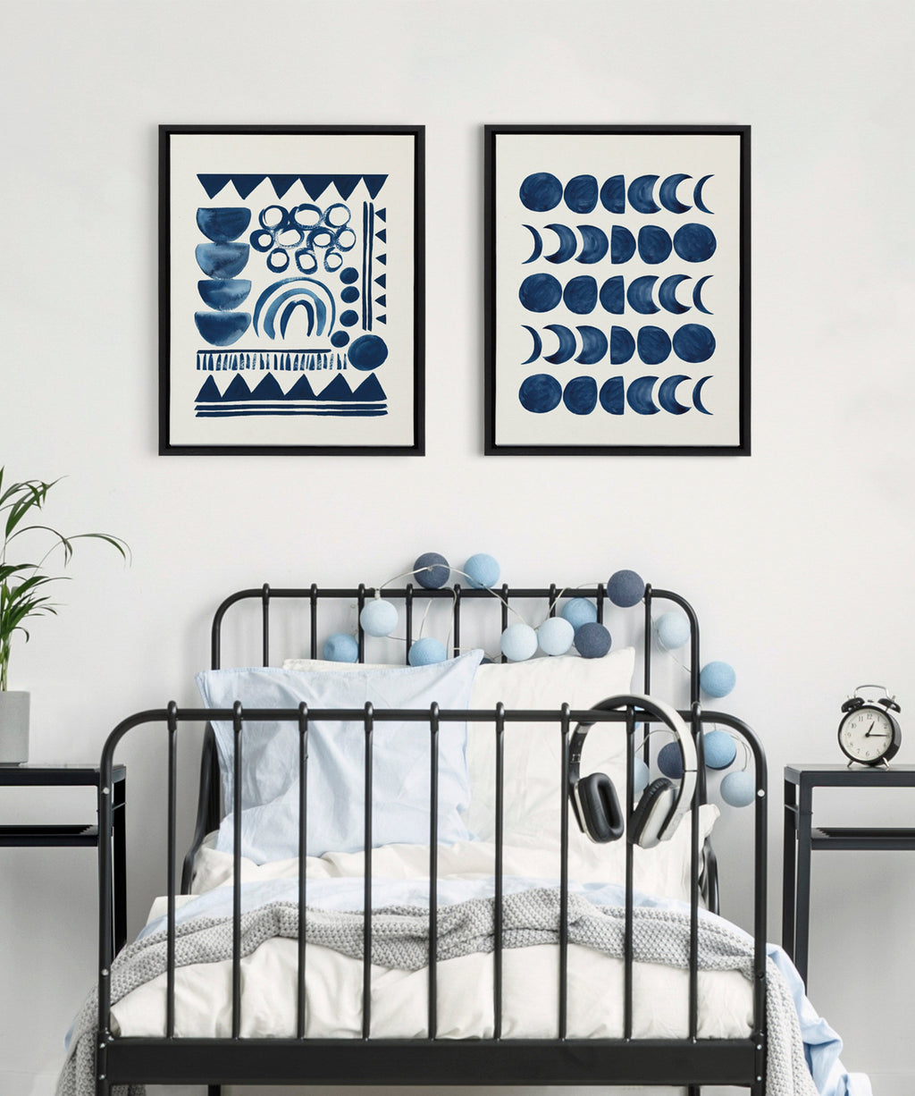 Sylvie Moon Phases Framed Canvas by Teju Reval of SnazzyHues