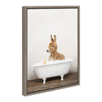 Sylvie Baby Donkey in Rustic Bath Framed Canvas by Amy Peterson Art Studio