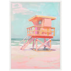 Sylvie Beach Lifeguard Tower Pastels Framed Canvas by Honey Island Studio