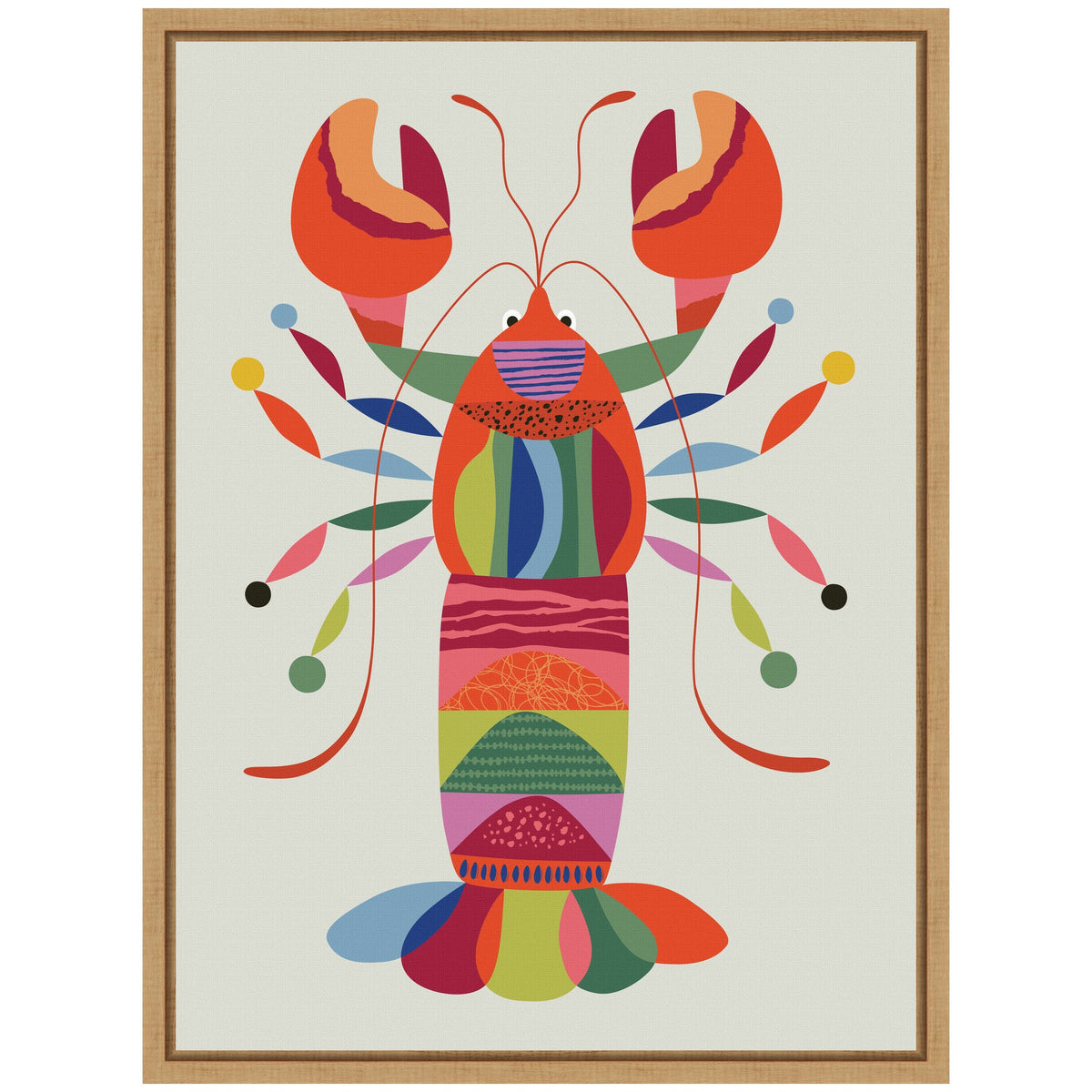 Sylvie MCM Lobster Coastal Framed Canvas by Rachel Lee