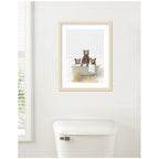Three Bear Cubs in Cottage Green Bath by Amy Peterson Framed Wall Art Print