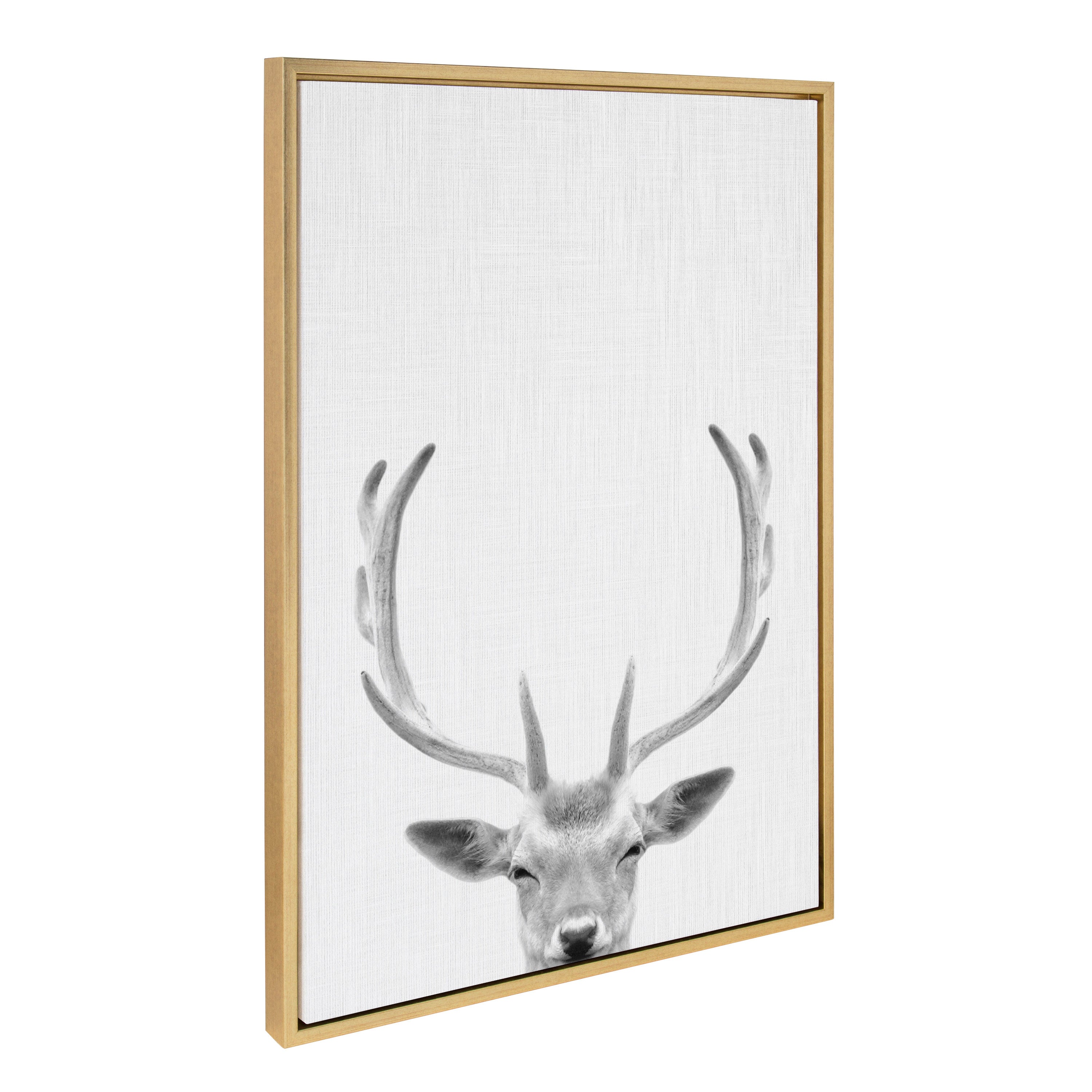 Sylvie Deer Portrait Framed Canvas by Simon Te Tai