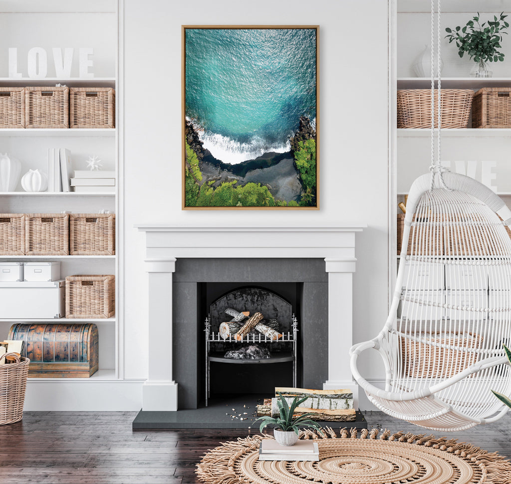 Sylvie Maui Black Sand Beach 1 Framed Canvas by Rachel Bolgov