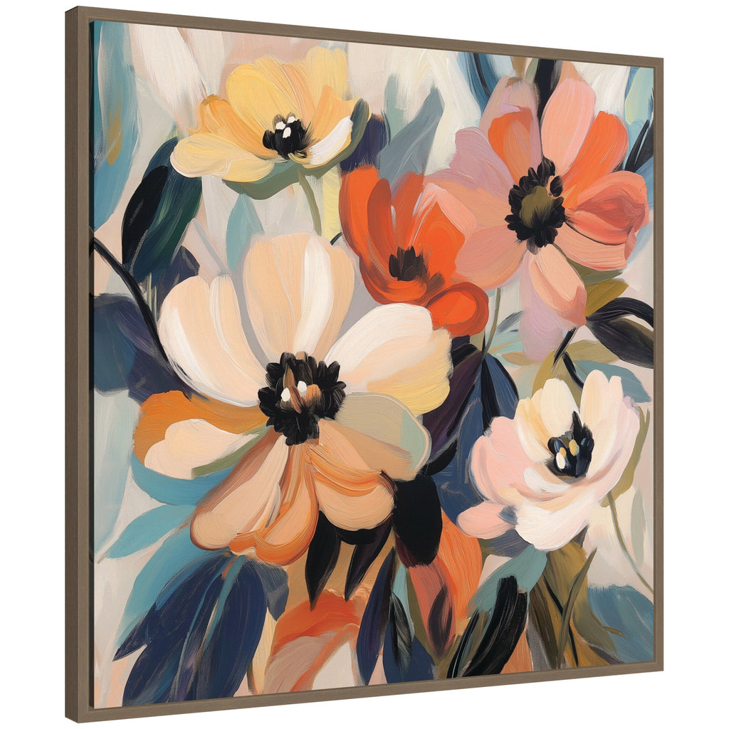 Sylvie Garden Bloom Abstract Bouquet III Framed Canvas by The Creative Bunch Studio