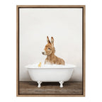 Sylvie Baby Donkey in Rustic Bath Framed Canvas by Amy Peterson Art Studio