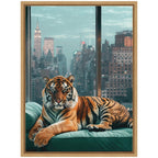 Sylvie Graceful Tiger in New York Framed Canvas by Michael Schauer