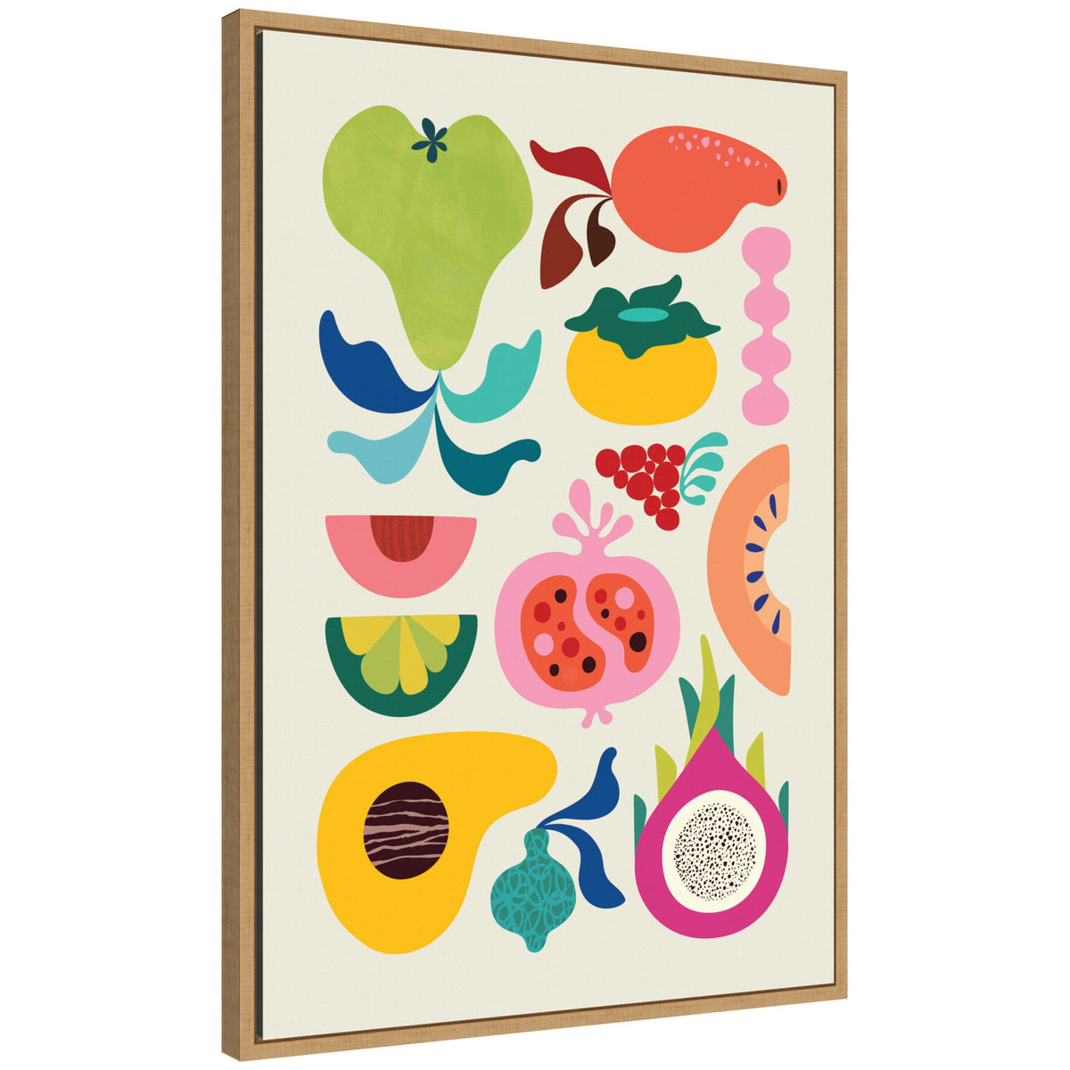 Sylvie Modern Colorful Abstract Fruits Framed Canvas by Rachel Lee