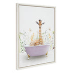 Sylvie Giraffe In Spring Bath Framed Canvas by Amy Peterson Art Studio