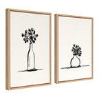 Sylvie Still Life Sketched Botanical Flower Vase Framed Canvas Set by The Creative Bunch Studio