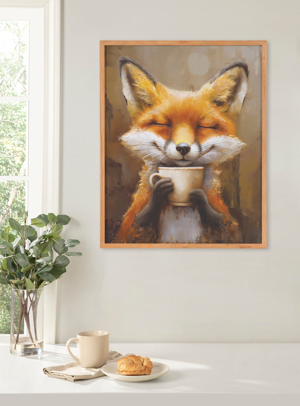 Gallery Happy Fox Traditional Coffee Tea Cup Print by The Creative Bunch Studio