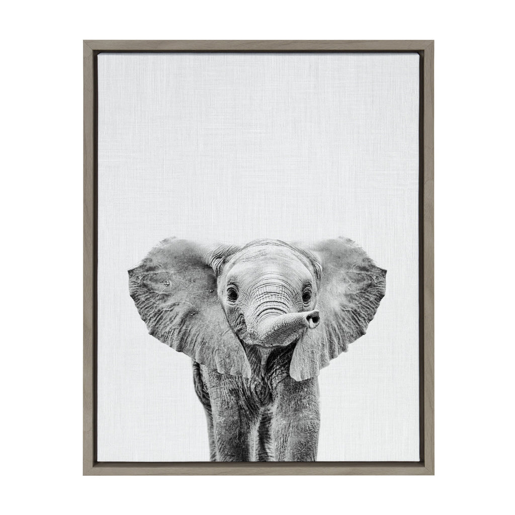 Sylvie Baby Elephant Framed Canvas by Simon Te